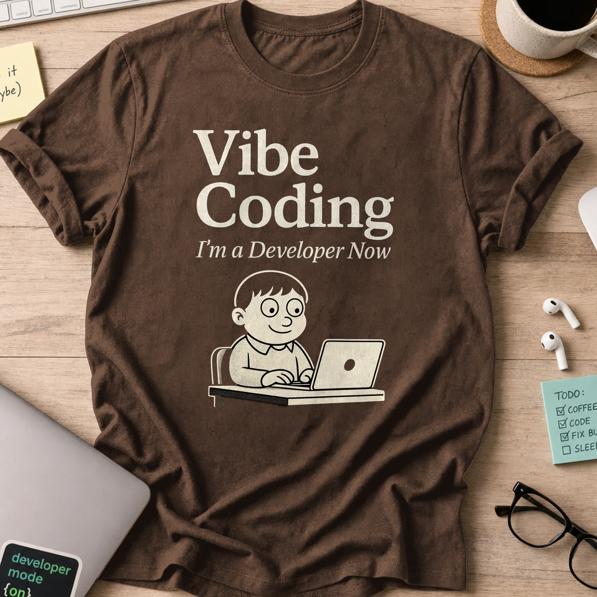 vibe coding shirt - Dark Chocolate