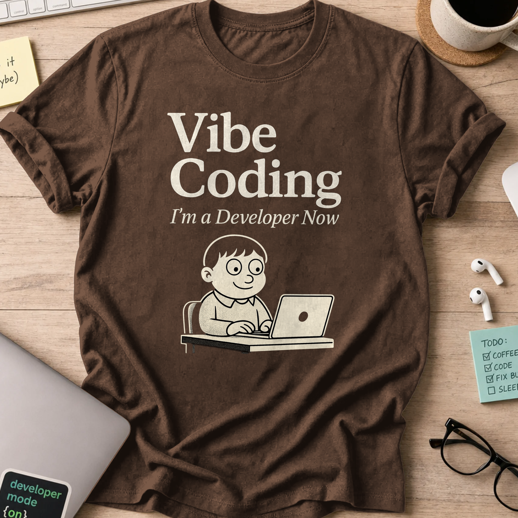 vibe coding shirt - Dark Chocolate