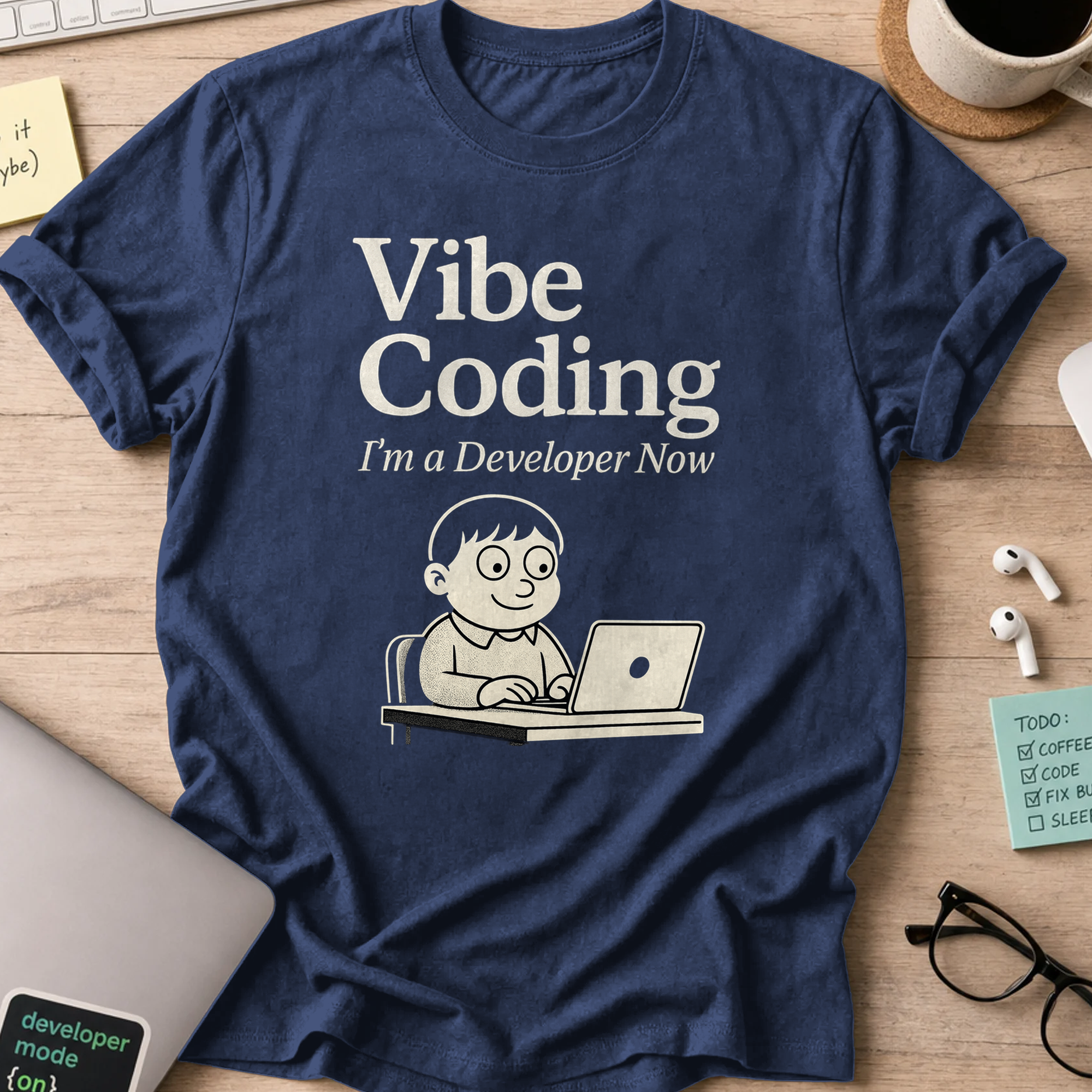 vibe coding shirt - Navy