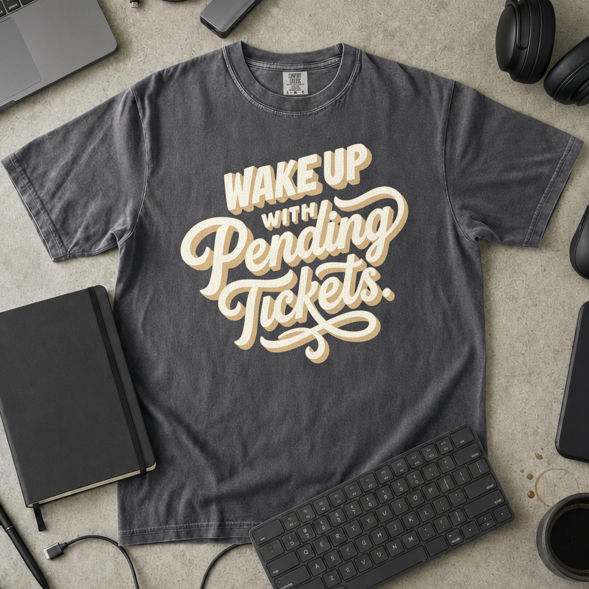 Wake Up With Pending Tickets Premium Shirt — pepper Premium Shirt mock-up