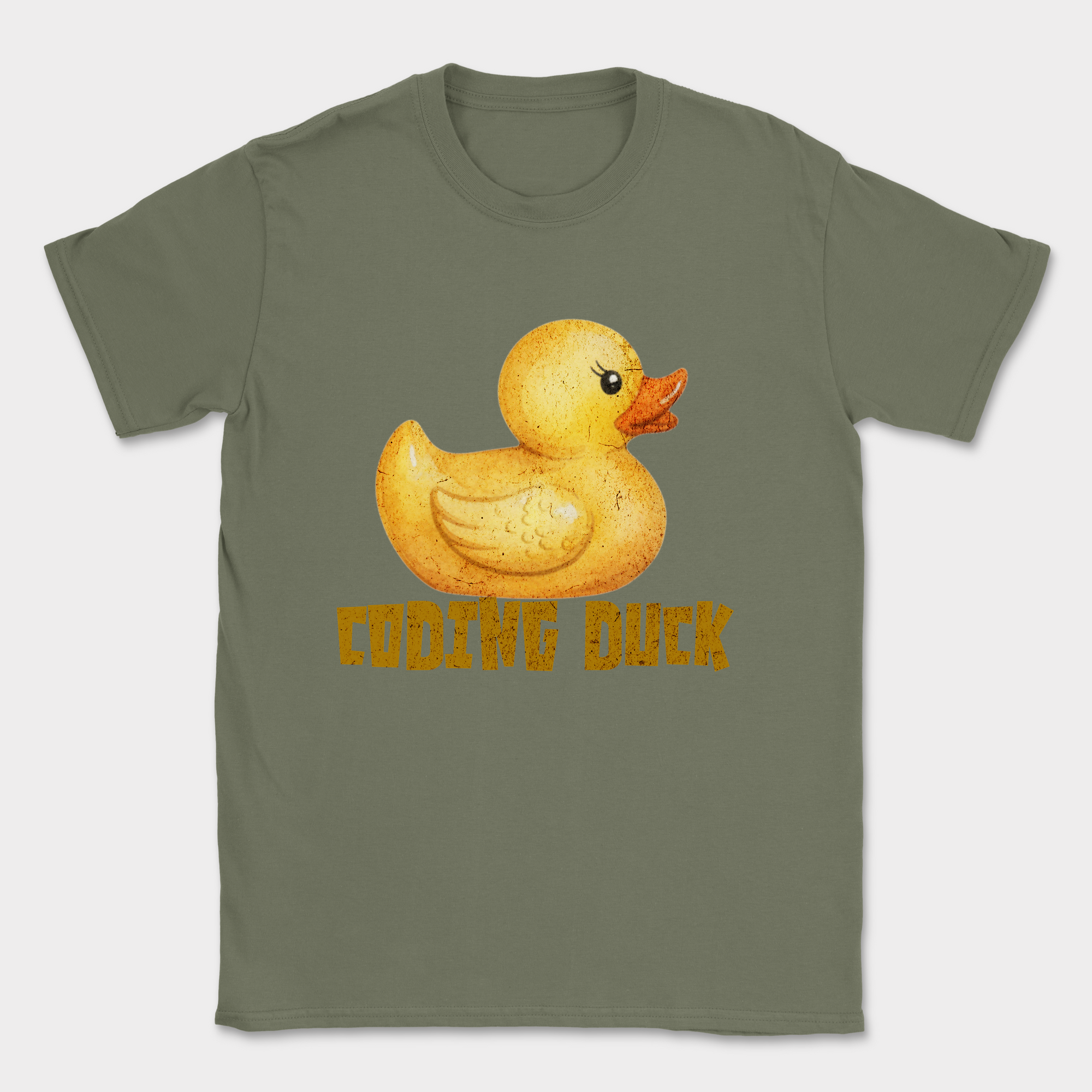 watercolor coding duck shirt — Military Green