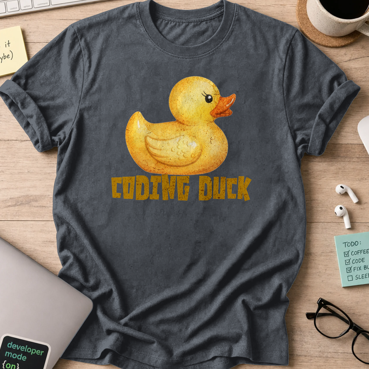 watercolor coding duck shirt - Dark Heather