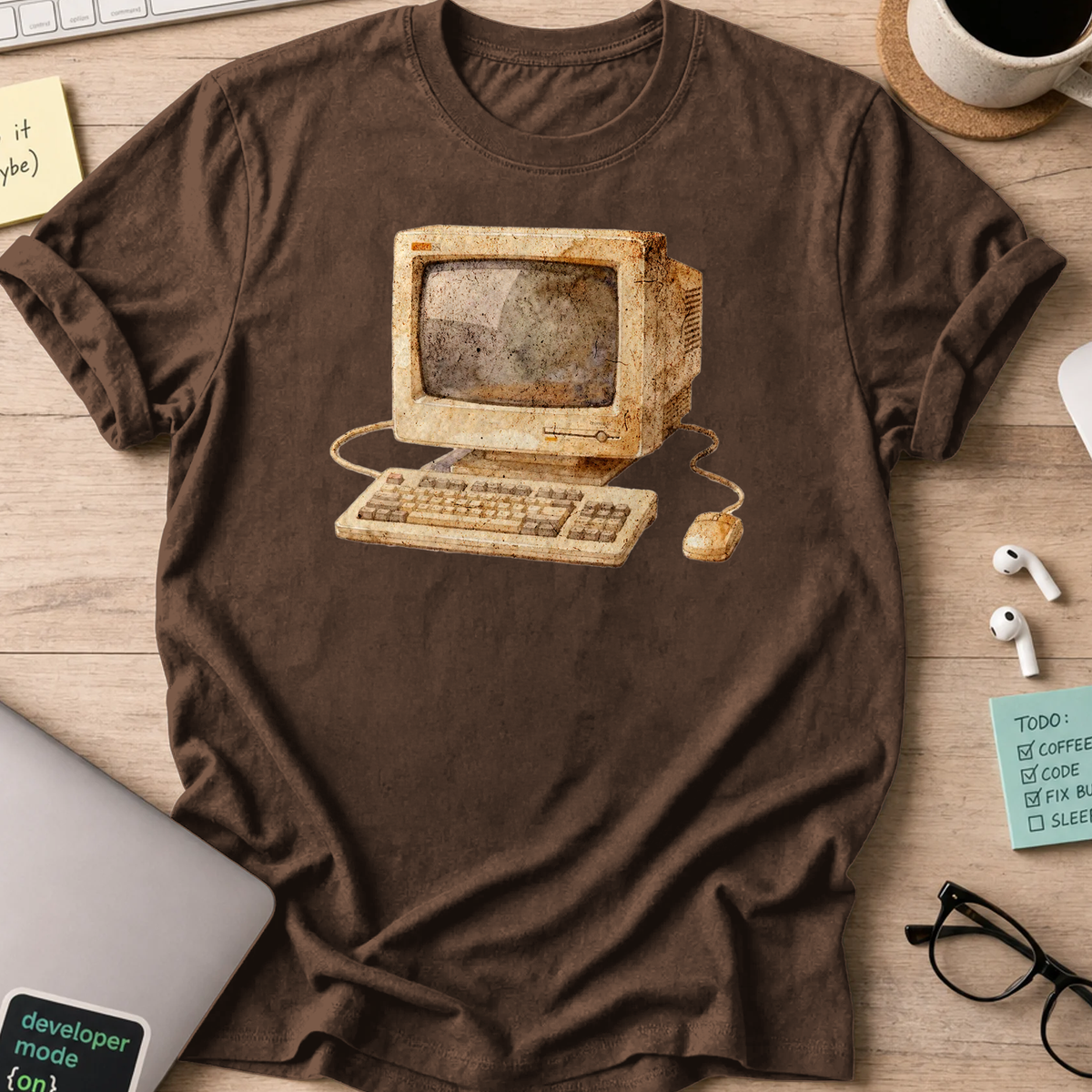 watercolor computer shirt - Dark Chocolate