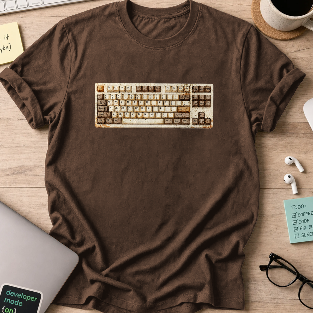 watercolor keyboard shirt - Dark Chocolate