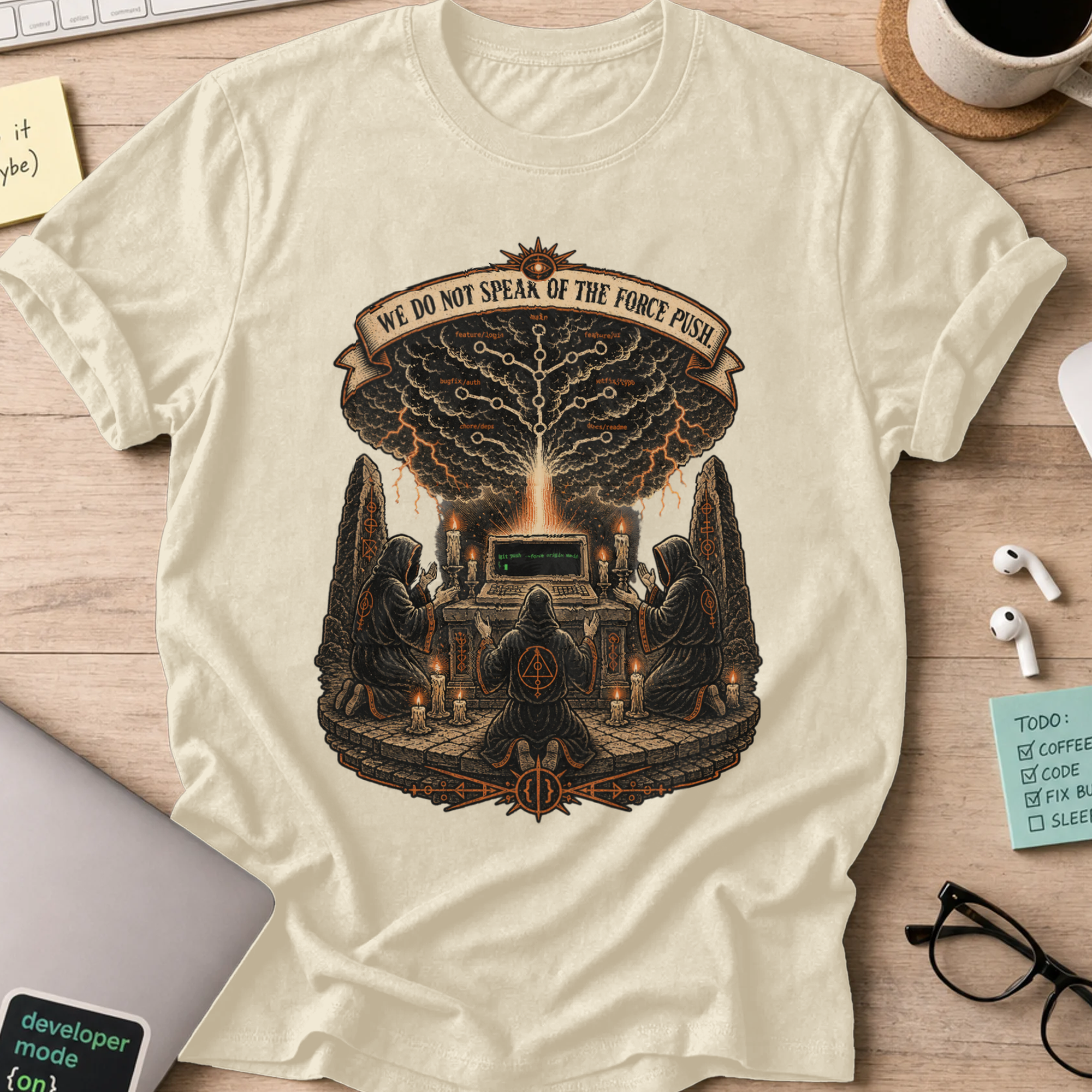 We Do Not Speak of the Force Push Shirt — Natural storefront mockup