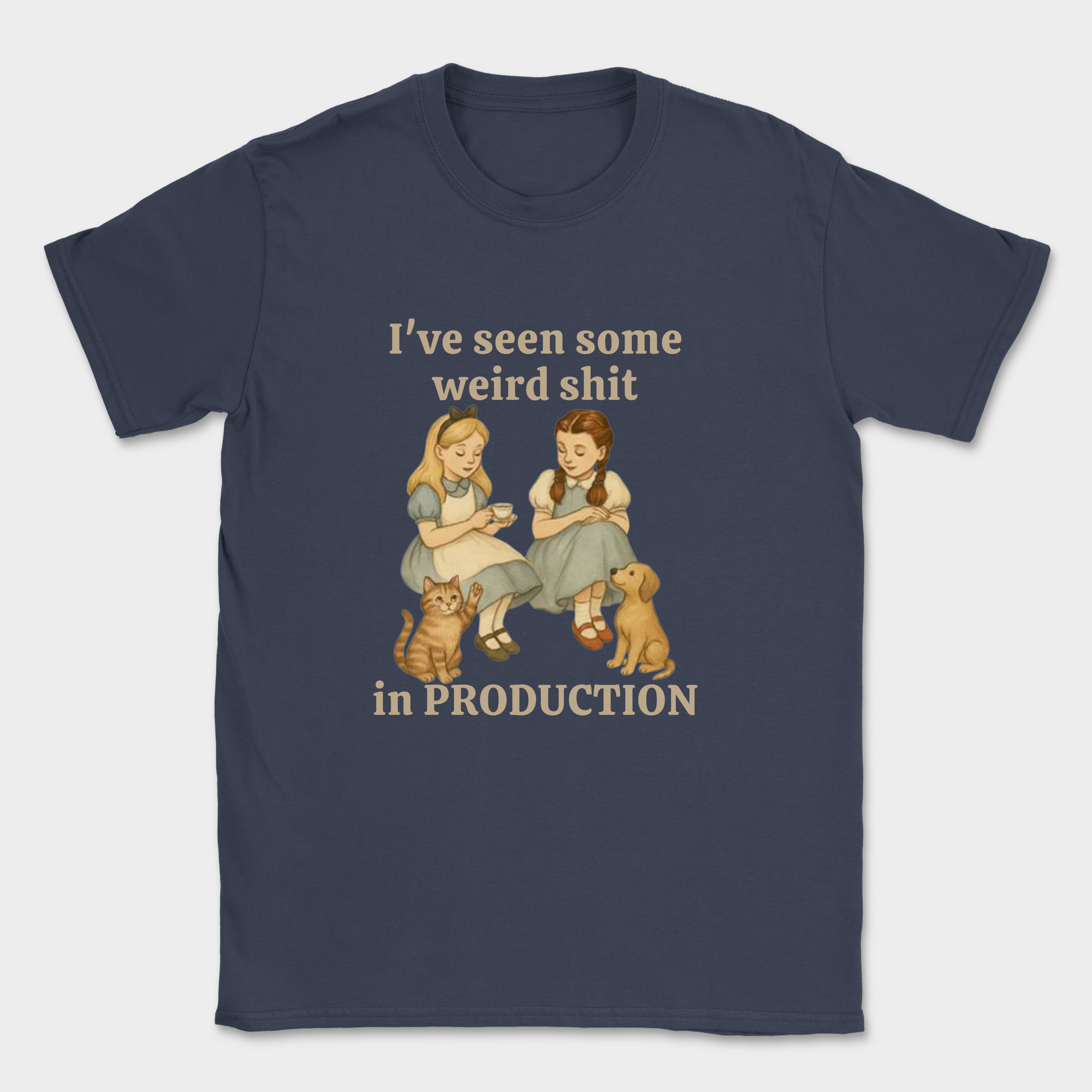 weird shit in production shirt — Navy