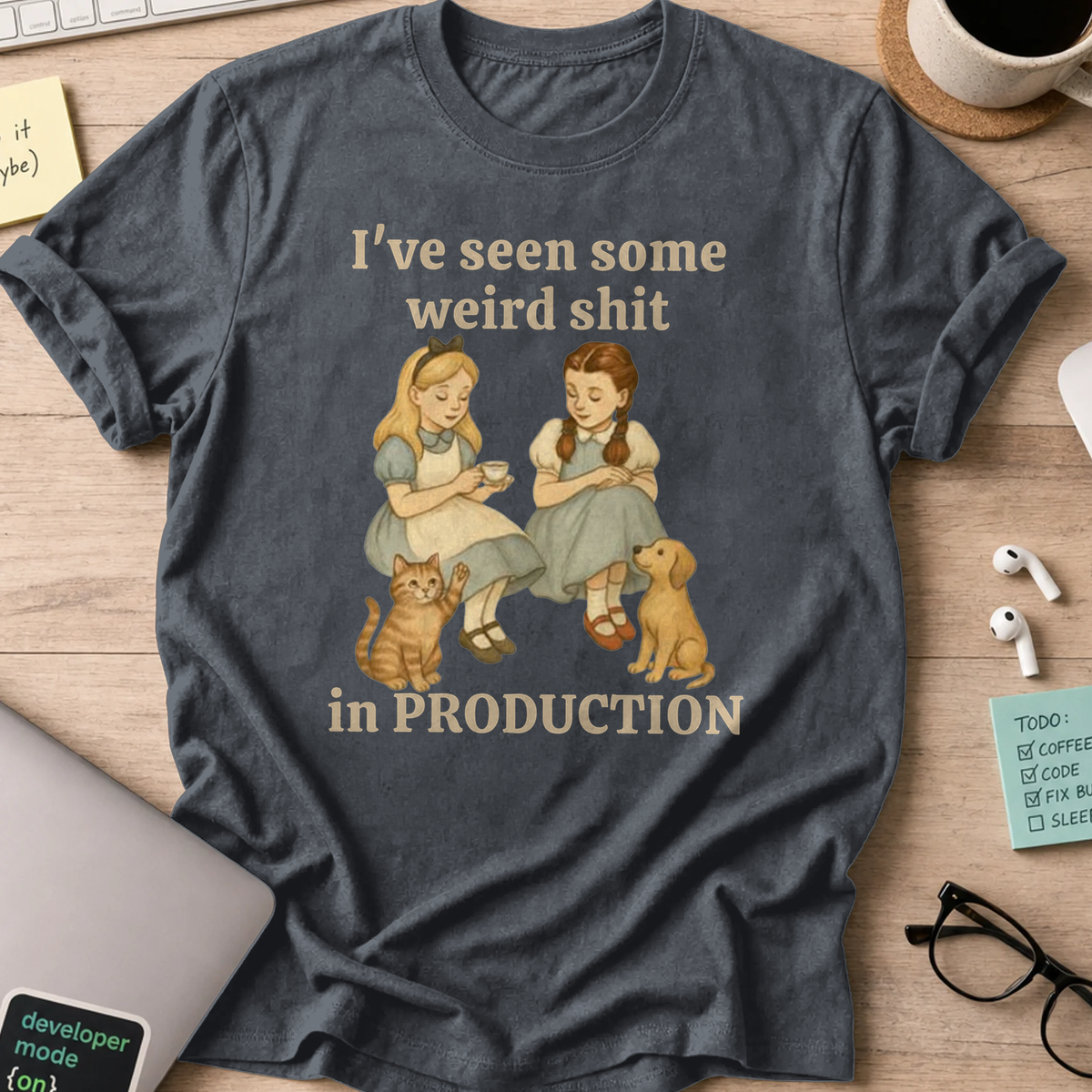 weird shit in production shirt - Dark Heather