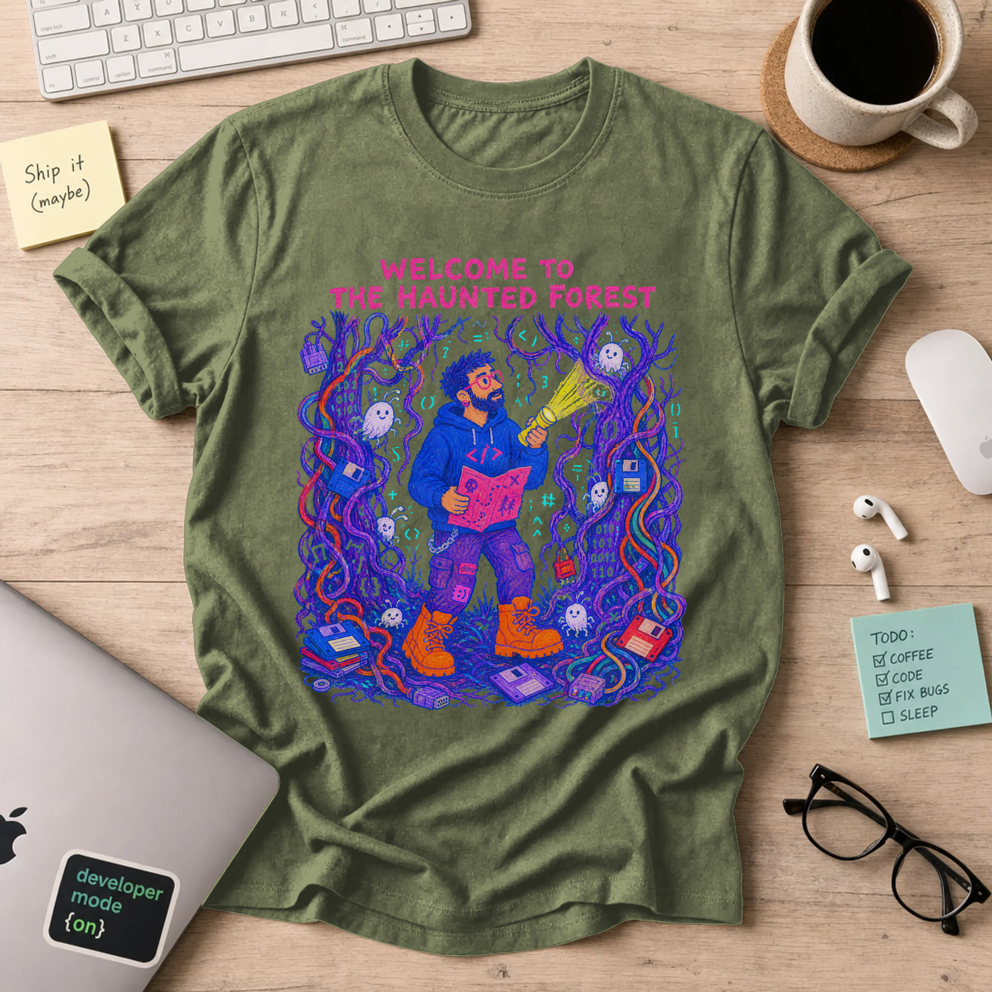 Welcome to the Haunted Forest Shirt — Military Green