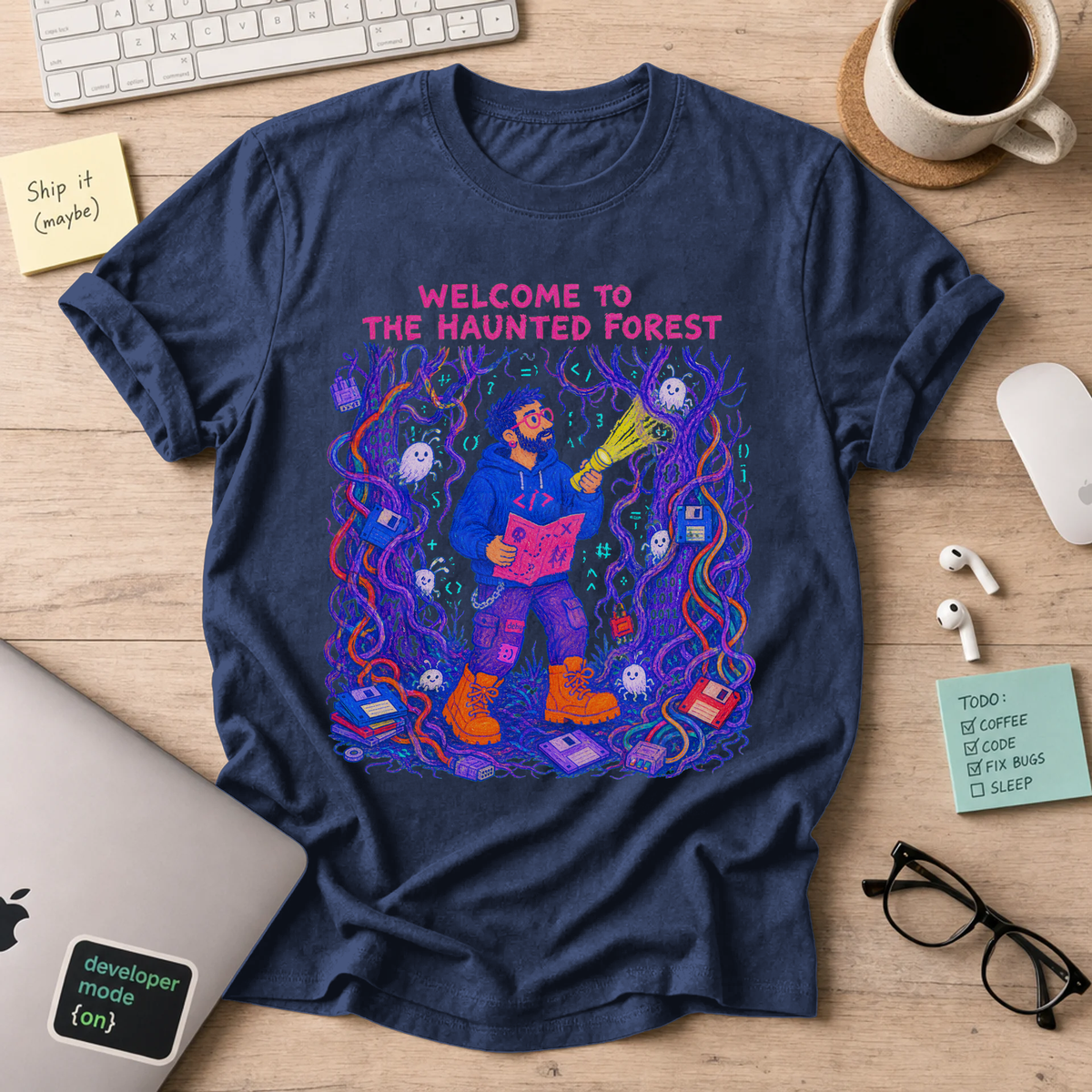 Welcome to the Haunted Forest Shirt — Navy
