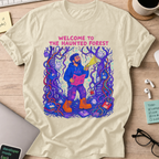 Welcome to the Haunted Forest Shirt — Natural storefront mockup