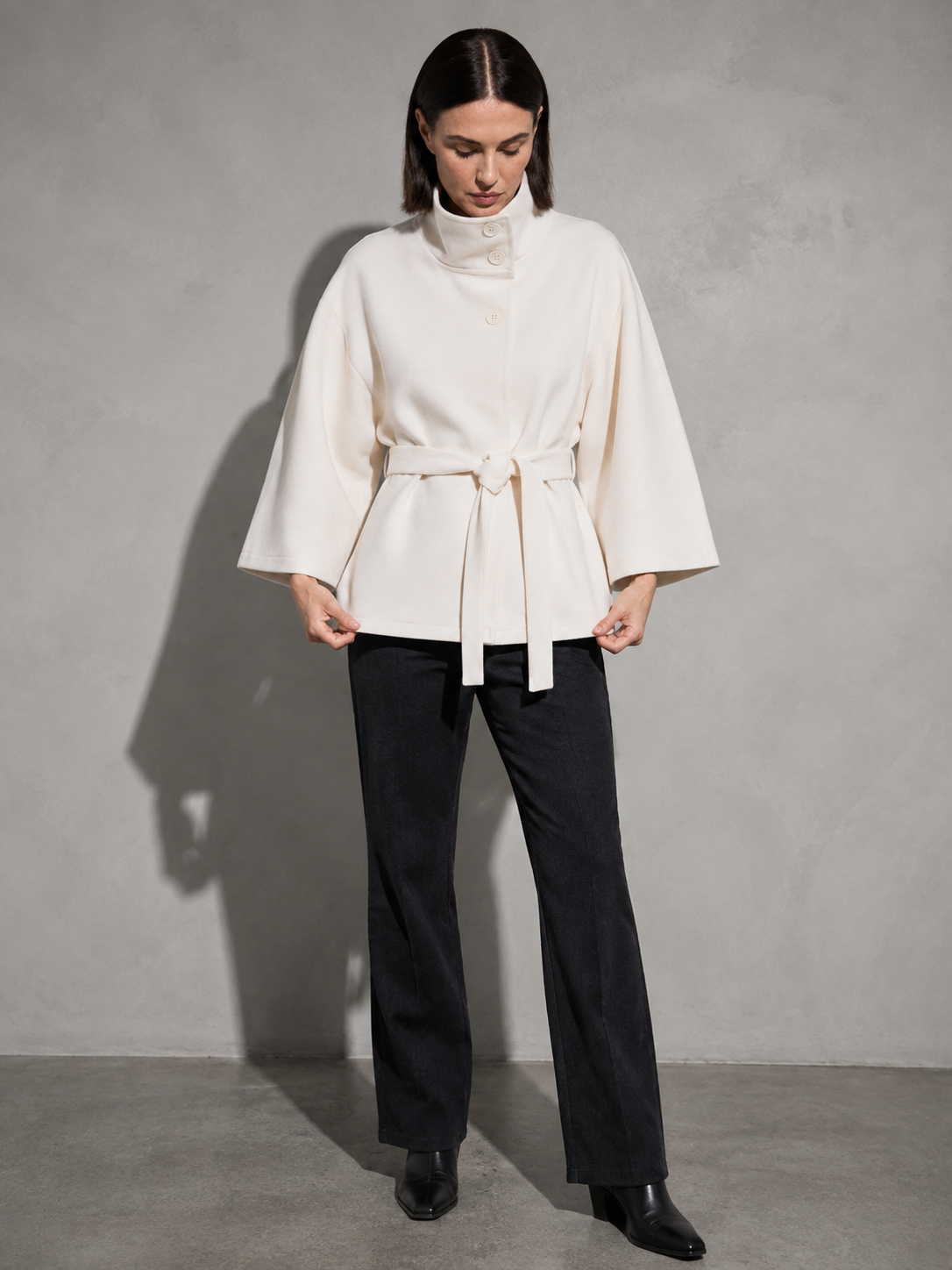 Women's Jacket High Neck Batwing Sleeve