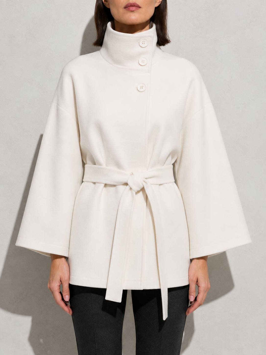 Women's Jacket High Neck Batwing Sleeve