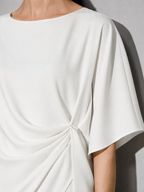 Relaxed-fit Top And High-waisted Wide-leg Pants Two-piece Set - White Premium Fabric Finish Macro