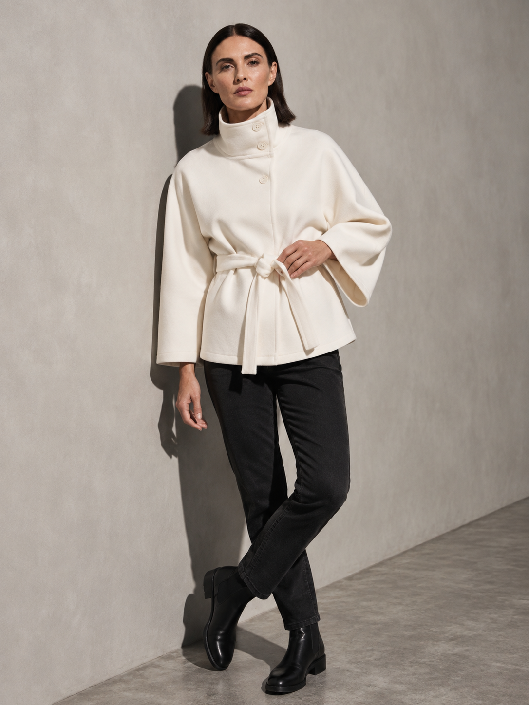 Women's Jacket High Neck Batwing Sleeve
