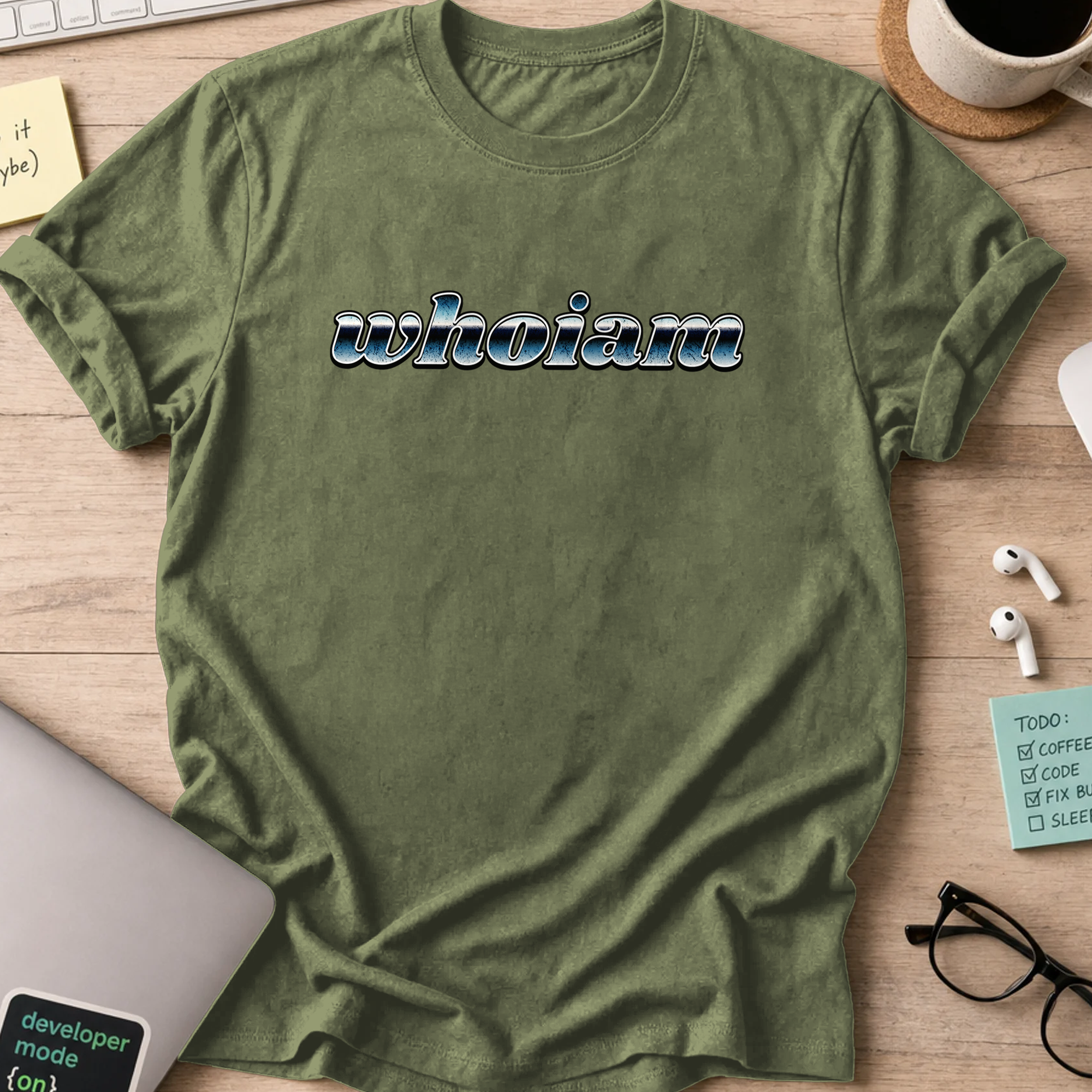 whoiam chrome text shirt - Military Green
