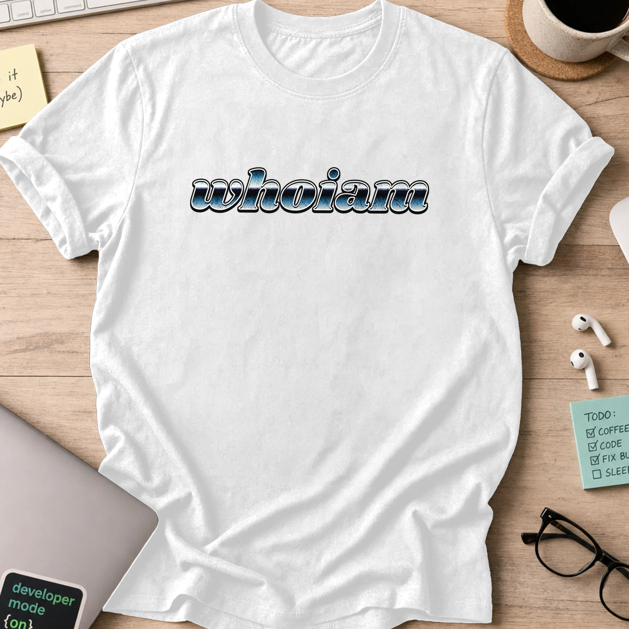 whoiam chrome text shirt - White