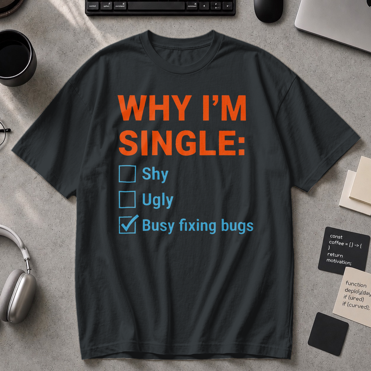 Why I'm Single Busy Fixing Bugs Premium Shirt - Black