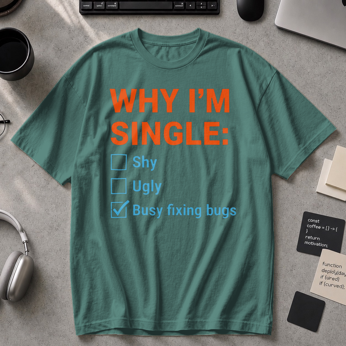 Why I'm Single Busy Fixing Bugs Premium Shirt - Blue Spruce