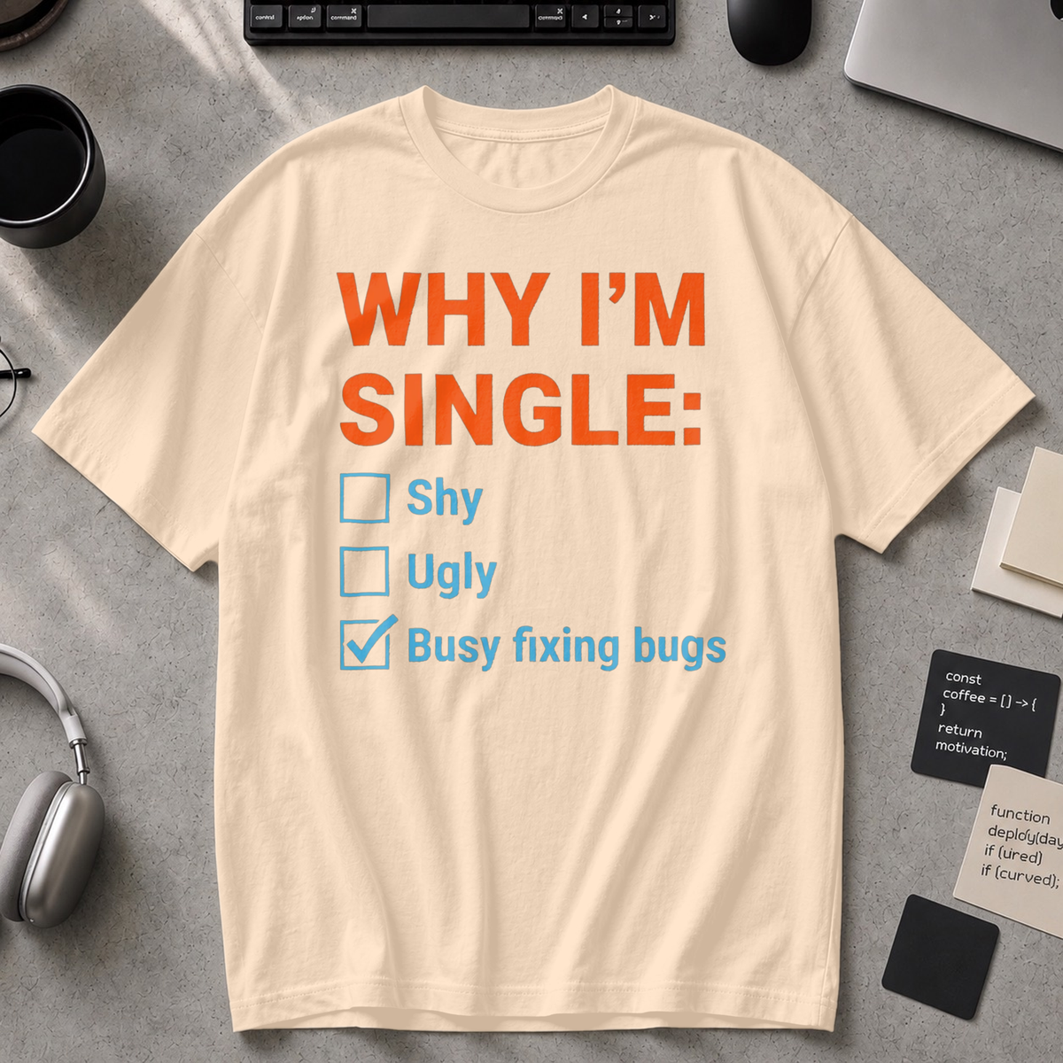 Why I'm Single Busy Fixing Bugs Premium Shirt - Ivory