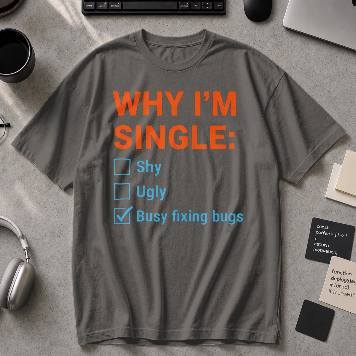 Why I'm Single Busy Fixing Bugs Premium Shirt - Pepper