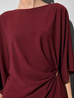 Relaxed-fit Top And High-waisted Wide-leg Pants Two-piece Set - Wine Red Premium Fabric Finish Macro