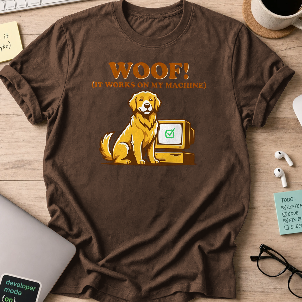 woof IT works shirt - Dark Chocolate