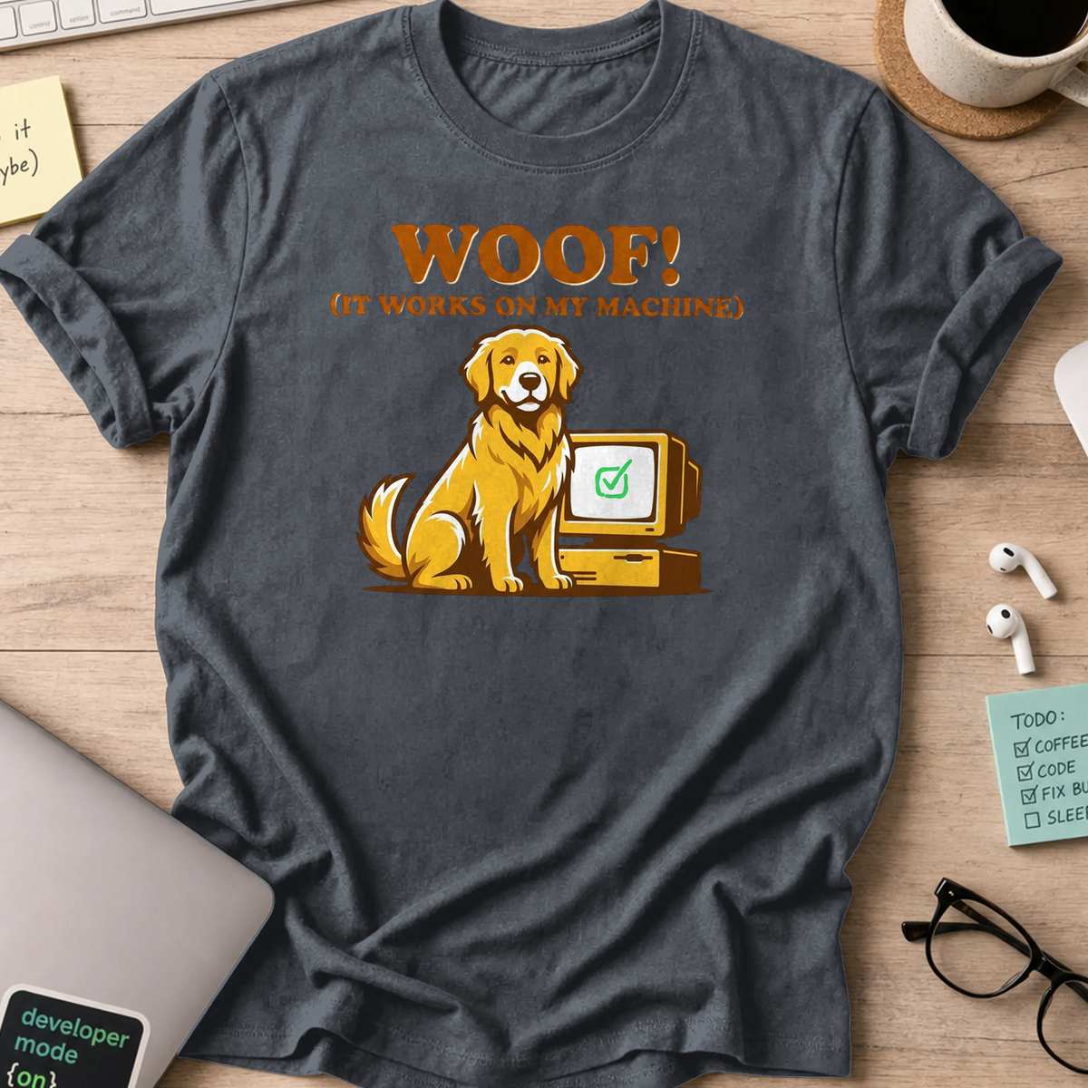 woof IT works shirt - Dark Heather