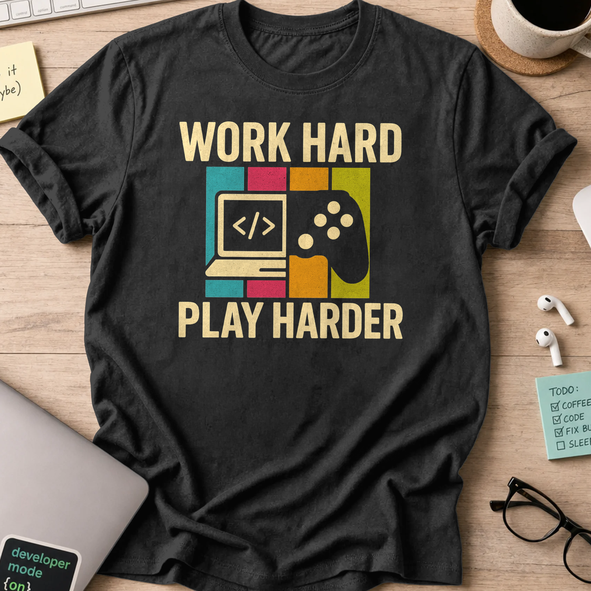 work hard play harder shirt - Black