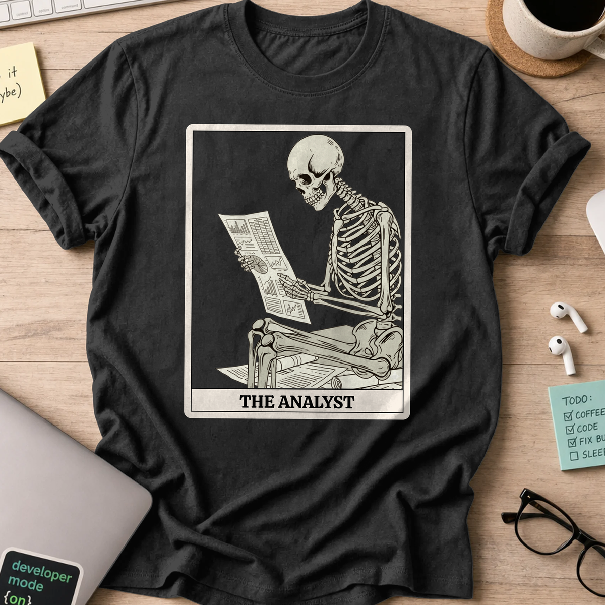 working skeleton analyst shirt - Black