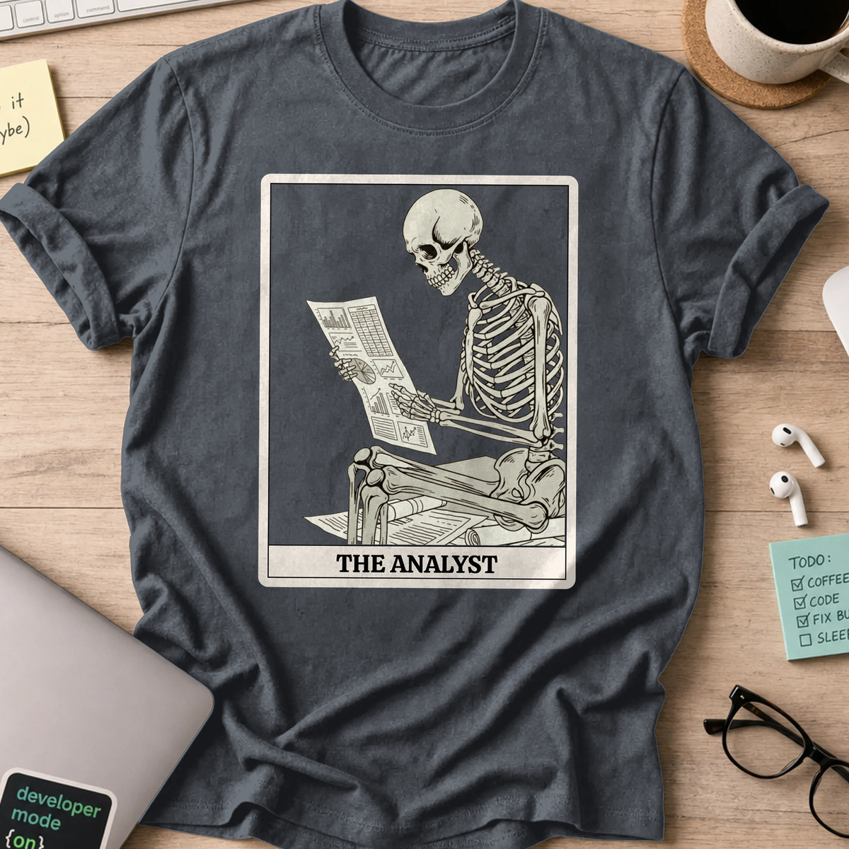 working skeleton analyst shirt - Dark Heather
