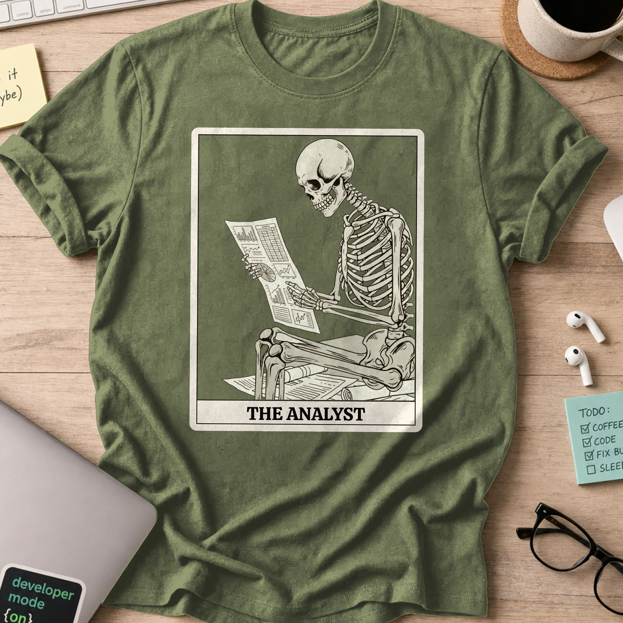 working skeleton analyst shirt - Military Green