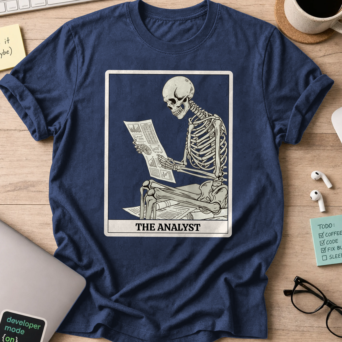 working skeleton analyst shirt - Navy