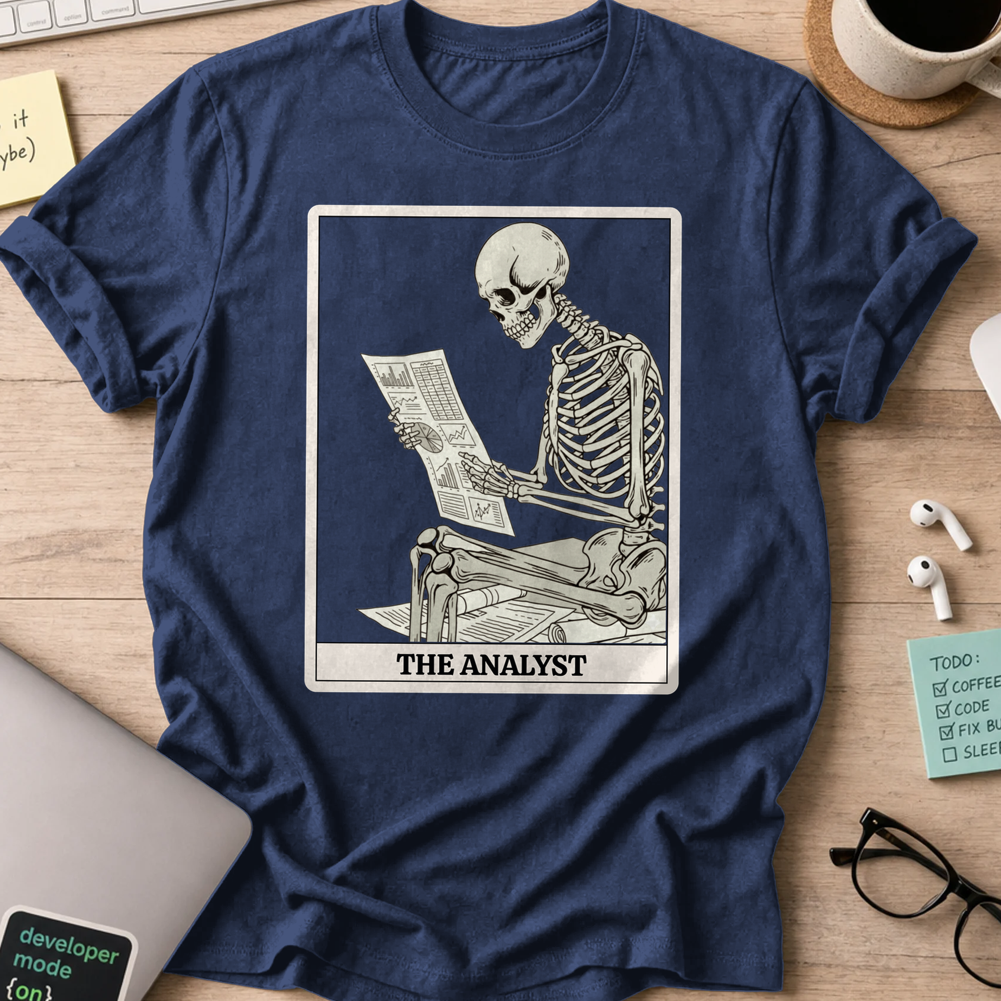 working skeleton analyst shirt - Navy