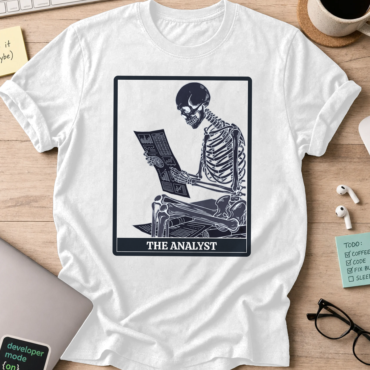 working skeleton analyst shirt - White