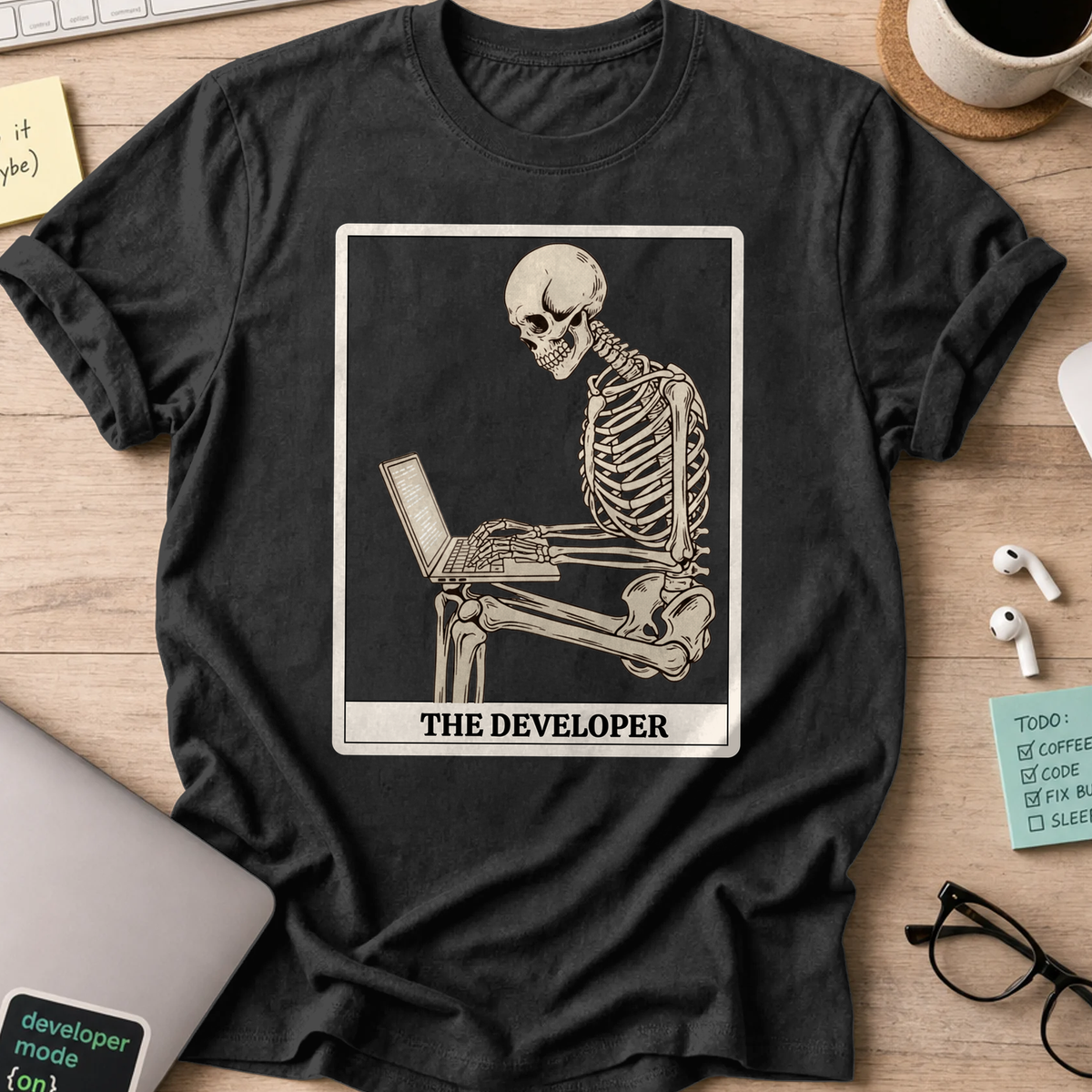working skeleton developer shirt - Black