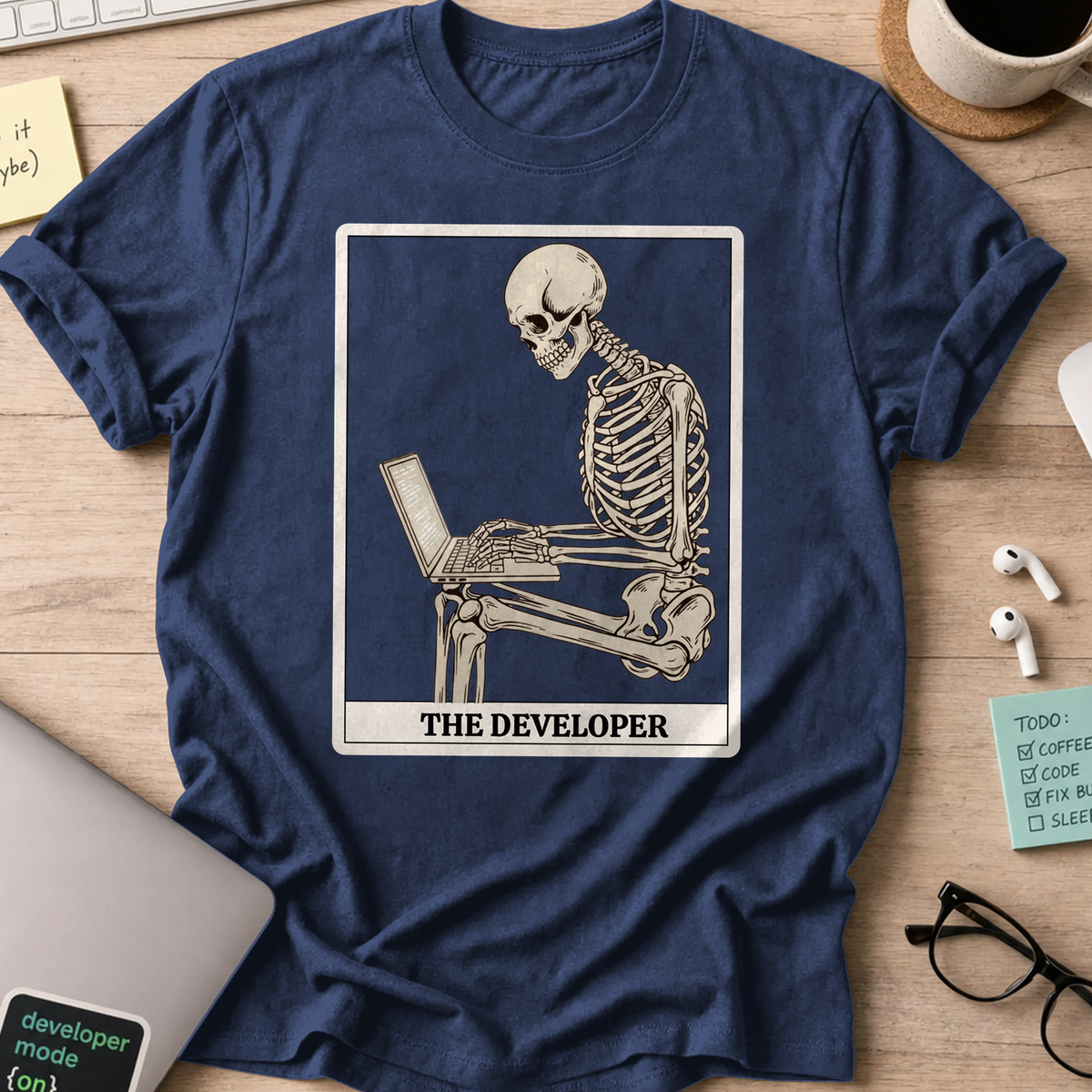 working skeleton developer shirt - Navy