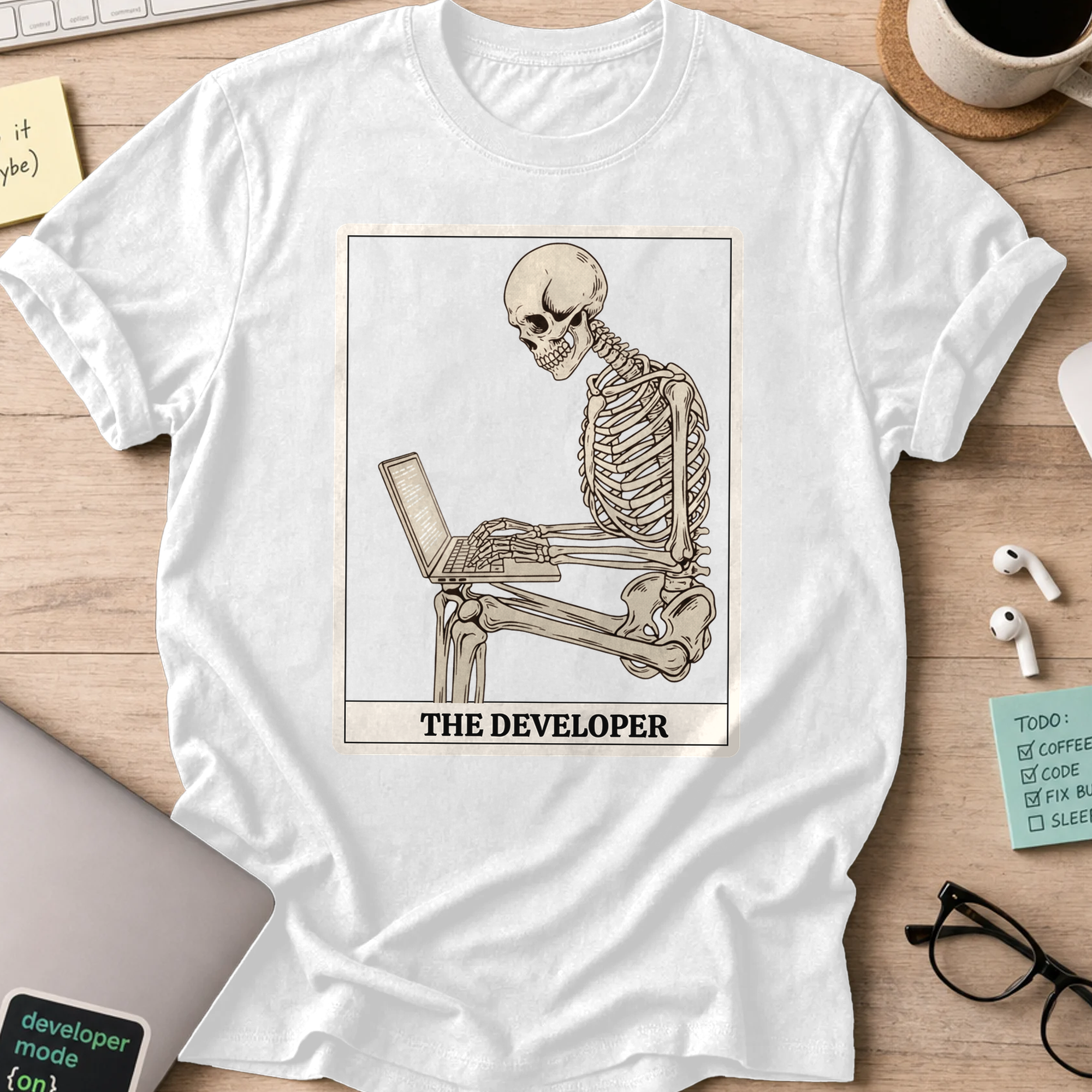 working skeleton developer shirt - White