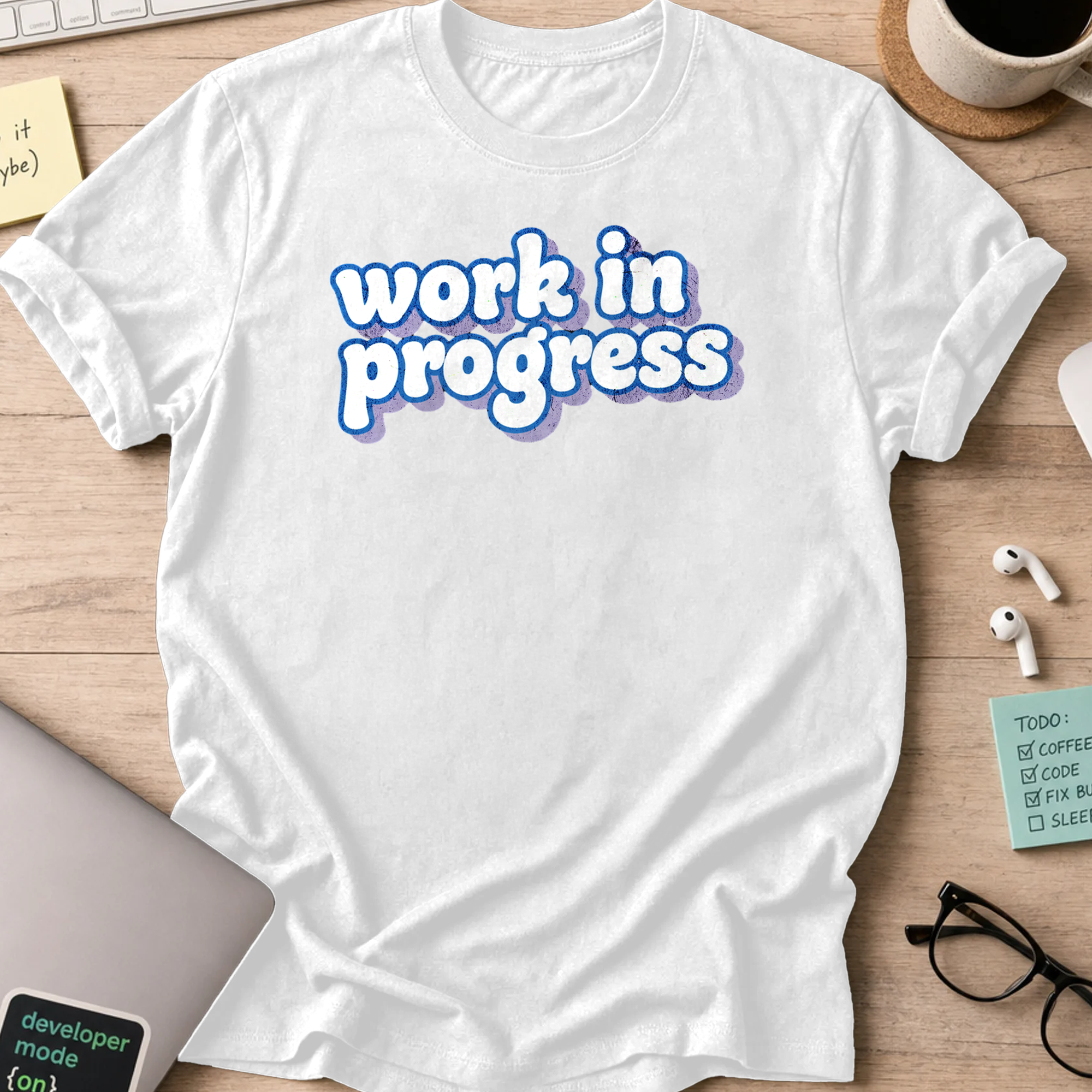 work in progress text shirt - White