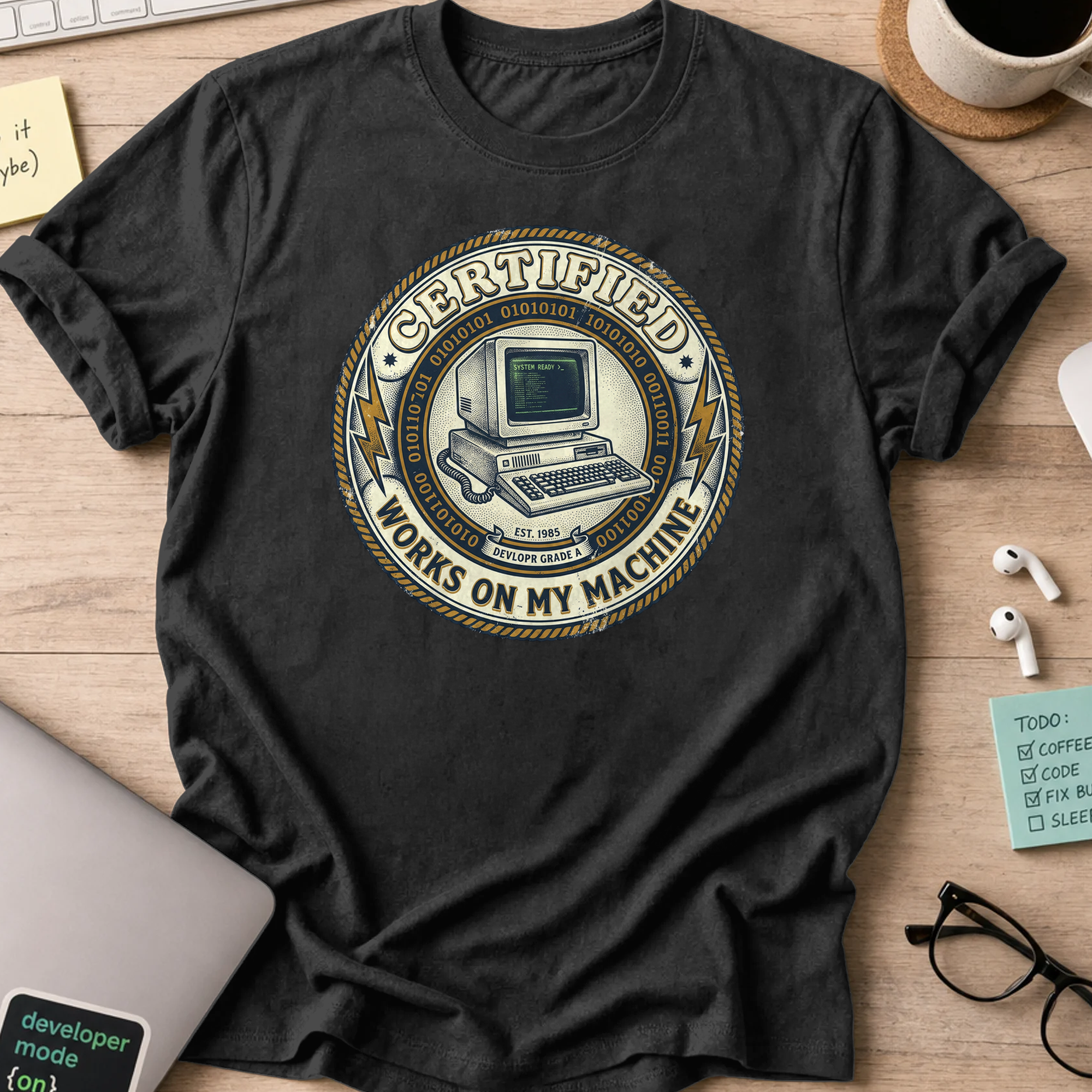 work on my machine shirt - Black