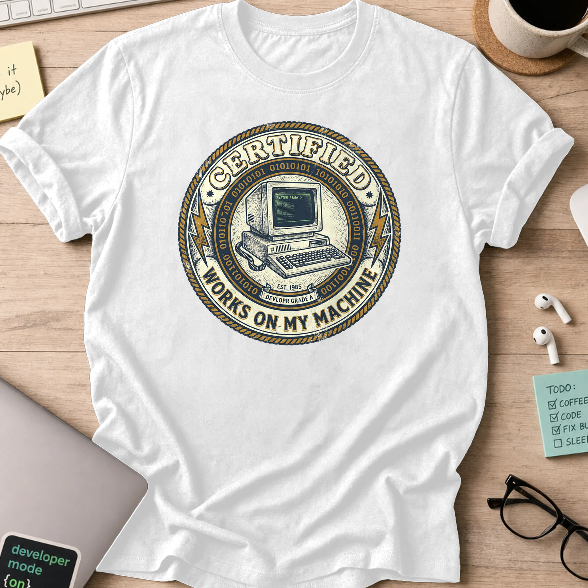 work on my machine shirt - White