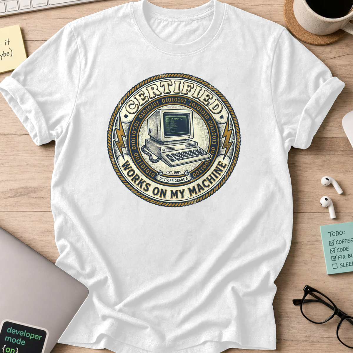 work on my machine shirt - White