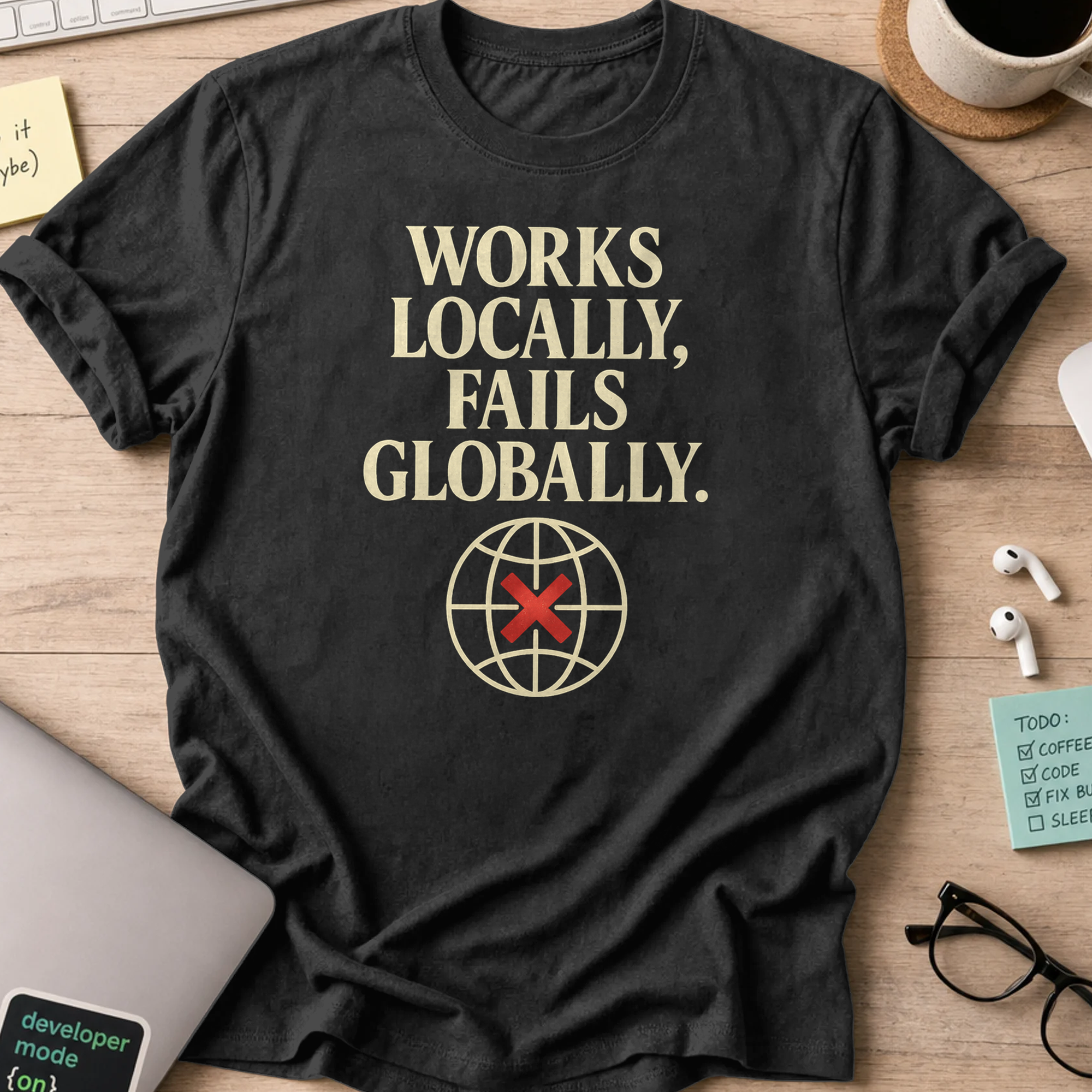 works locally failed globally shirt - Black