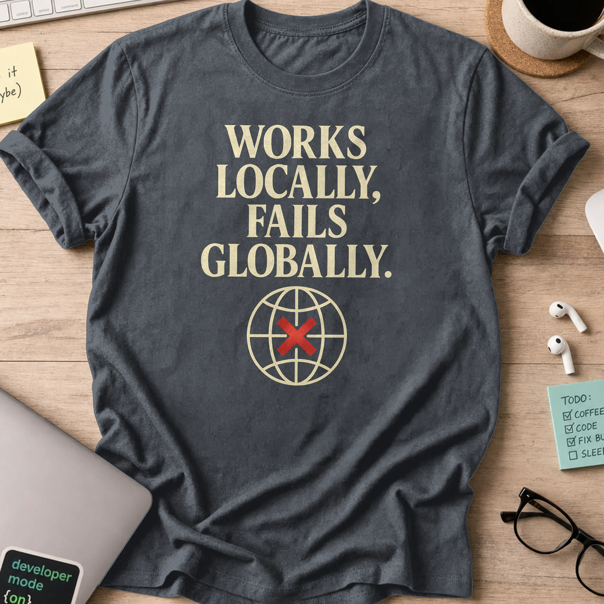 works locally failed globally shirt - Dark Heather