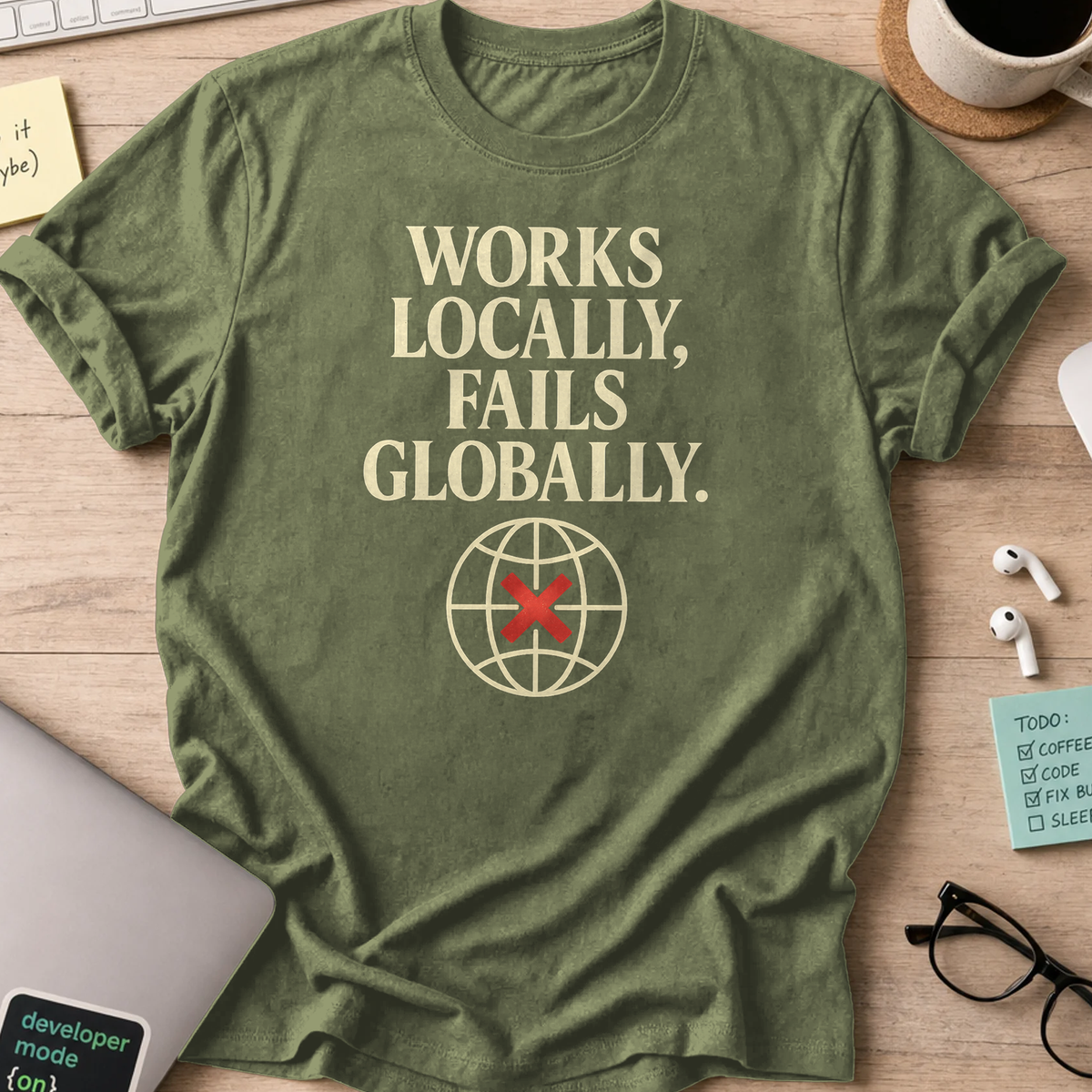works locally failed globally shirt - Military Green