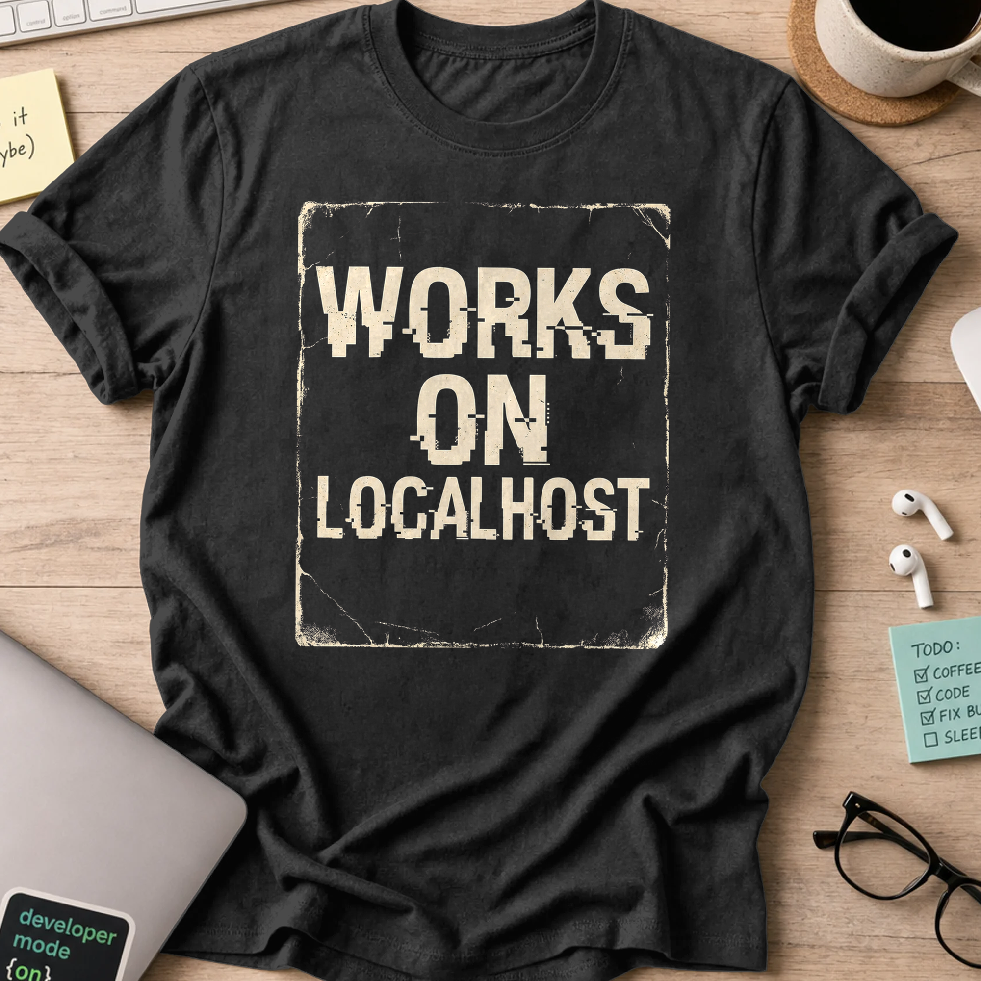 works on localhost shirt - Black