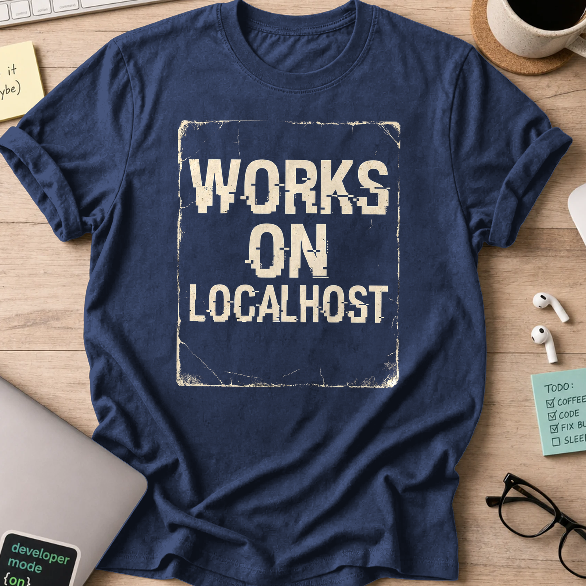 works on localhost shirt - Navy