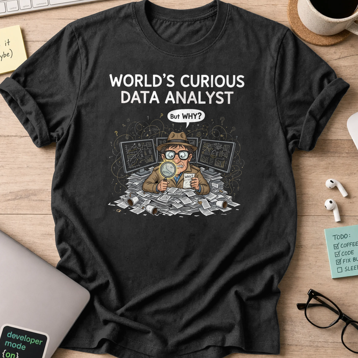 world's curious data analyst shirt - Black