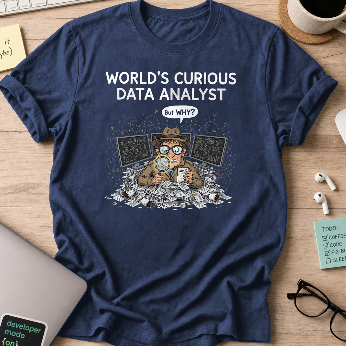 world's curious data analyst shirt - Navy