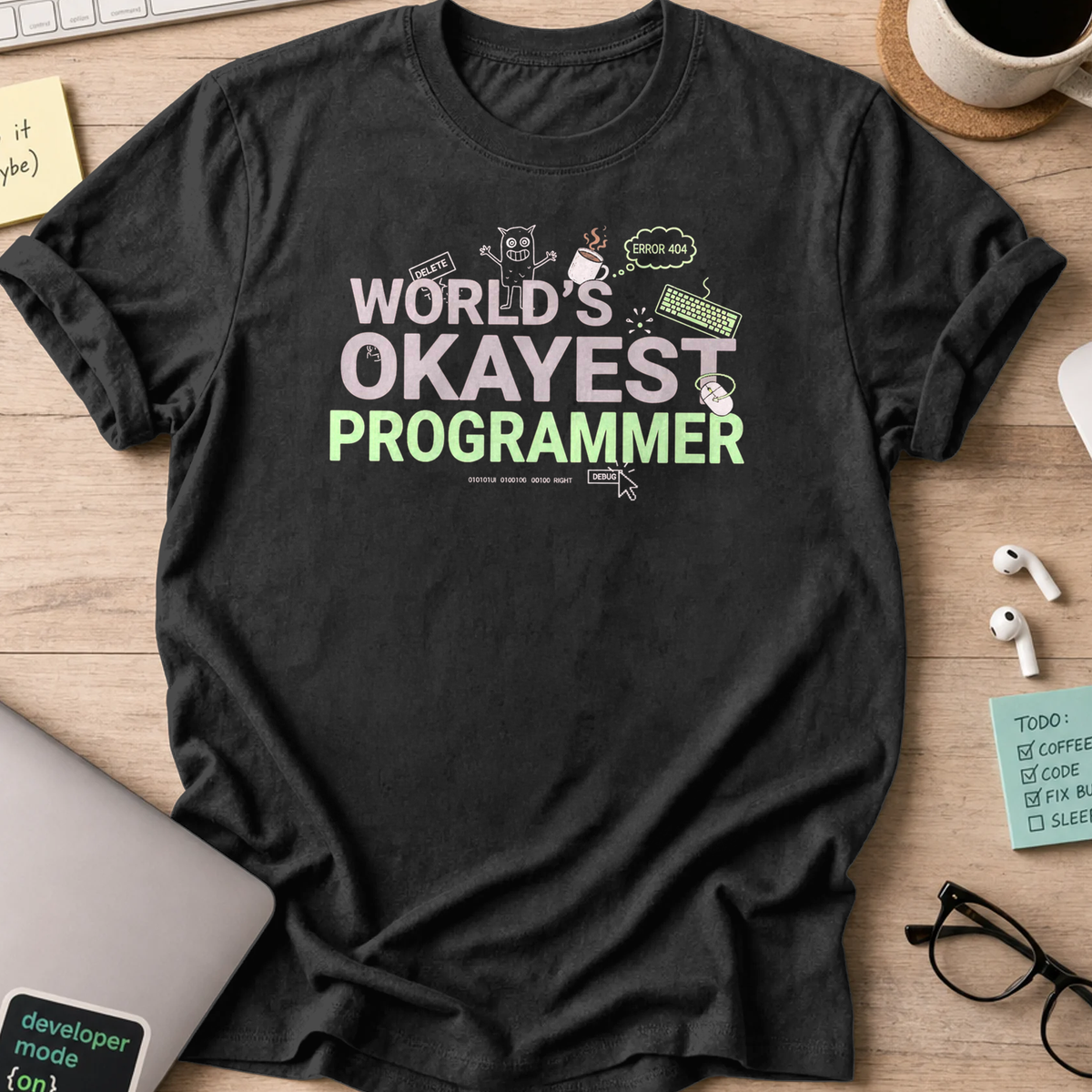 world's okayest programmer shirt - Black