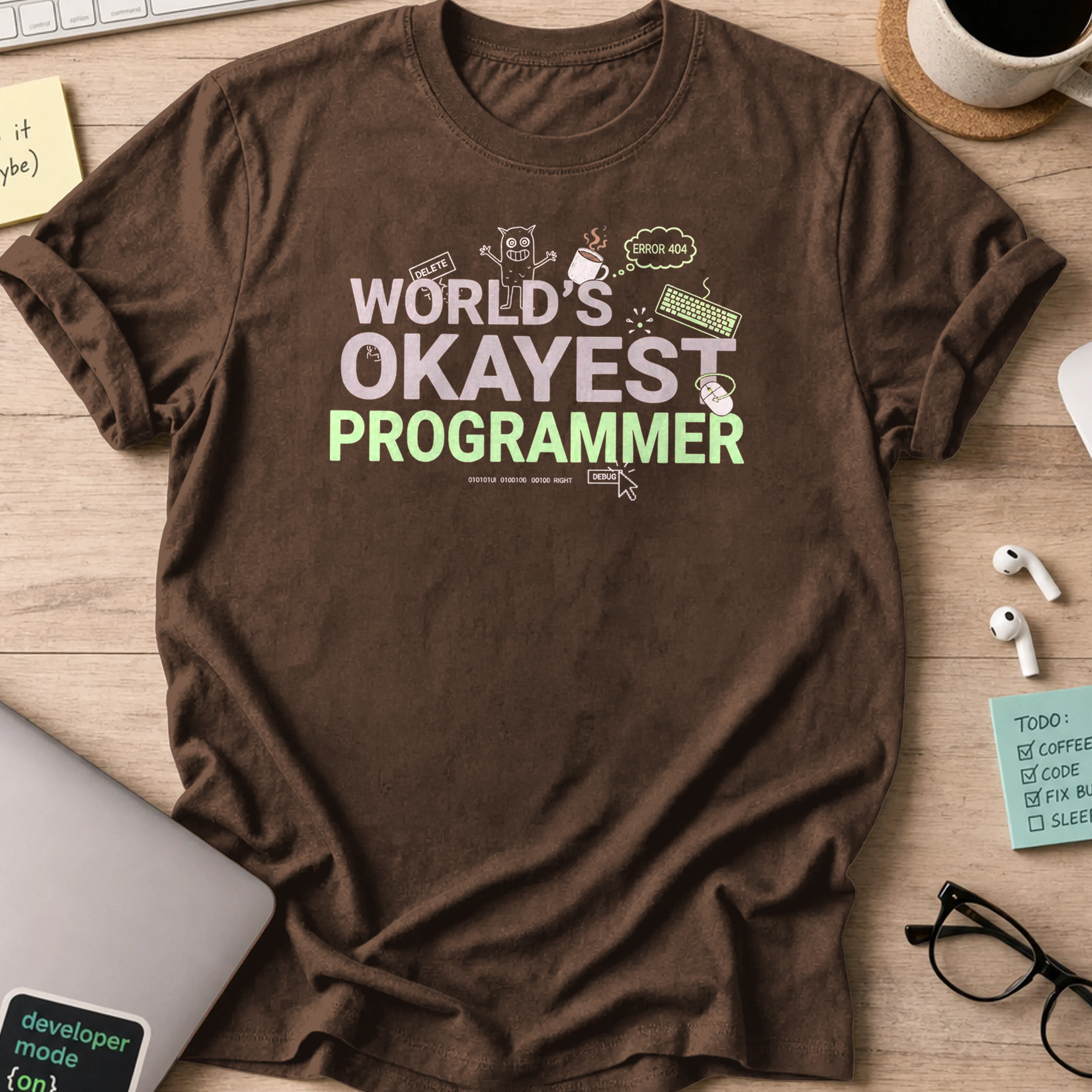 world's okayest programmer shirt - Dark Chocolate